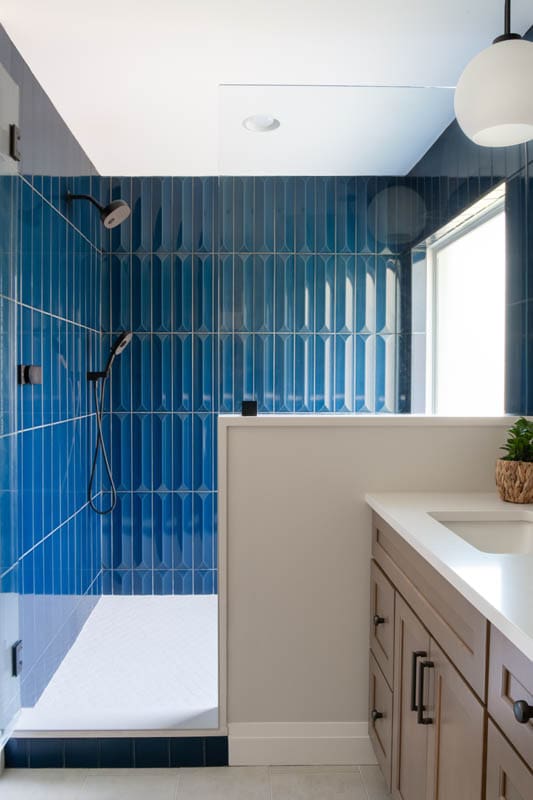 Custom tiled shower in the Christiansted Lane primary bathroom