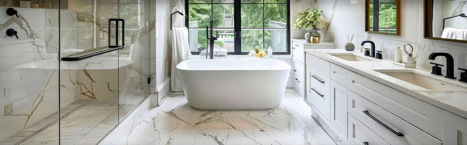 Custom tiled walk-in shower in a Nashville bathroom remodel by Reliant Construction Group